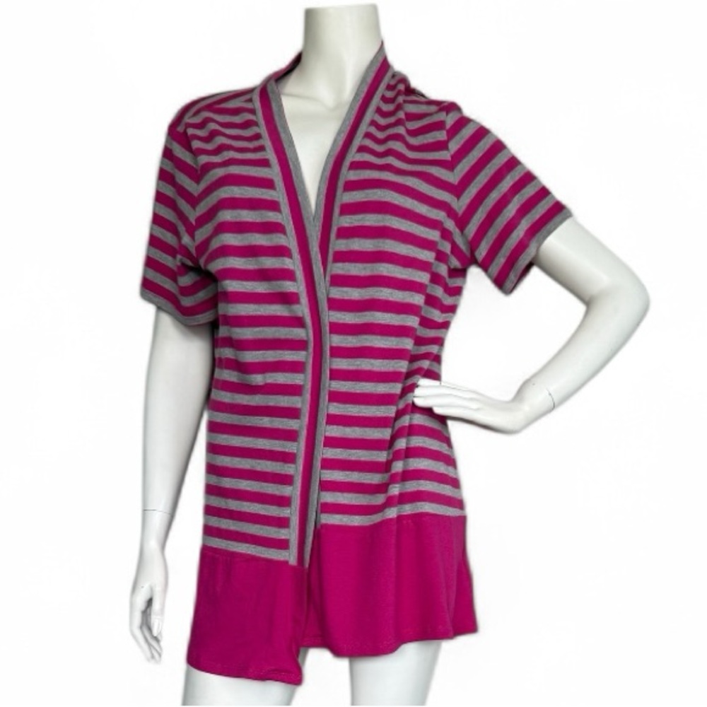 Antthony Originals 2-Piece Maxi Dress & Cardigan Set Pink Gray Striped Large NWT - Picture 5 of 14